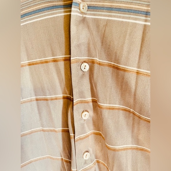 Vtg 60s 70s Disco Shirt Polyester Dagger Collar Kennington LTD Mens Large Brown - Picture 4 of 10